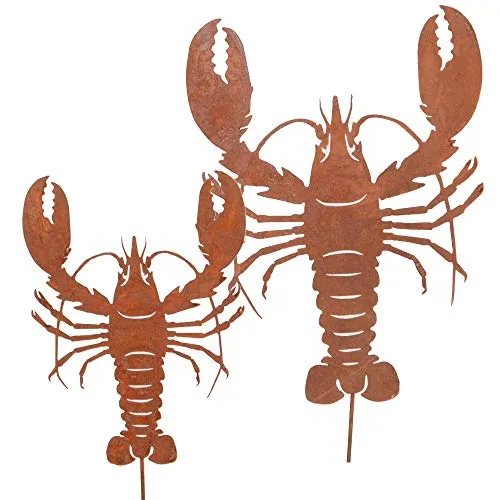 UNUS Gartenstecker Rost Hummer im 2er Set
