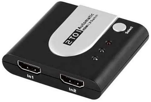 PremiumCord HDMI Umschalter 2:1 Automatisch, Switch mit LED Status, Video Auflösung Full HD 1080p 60Hz, 3D, HDCP, Farbe schwarz und Silber