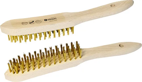 Dönges Dönges Handdrahtbürste, glatter, vermessinkter Stahldraht, 3 Reihen