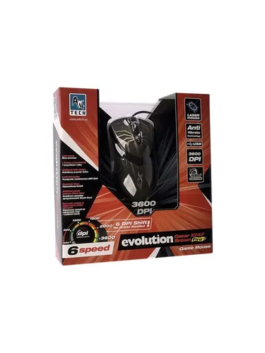 A4 TECH Evo XGame Laser Oscar X747 - Braune Computermaus - Mäuse mit präziser Laser-Technologie und ergonomischem Design für stundenlangen Komfort und optimale Kontrolle.