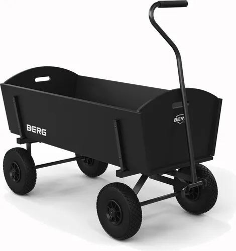 BERG Bollerwagen L Schwarz mit Holzplatten in schwarz von BERG