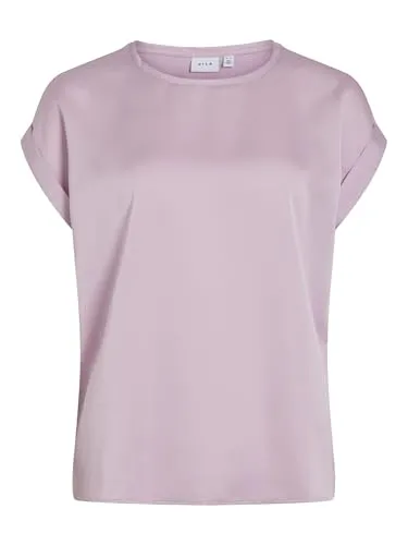 Vila Kurzarmshirt VIELLETTE S/S SATIN TOP - NOOS - Modisches Shirt in Satin Optik, Farbe Winsome Orchid, ideal für stilvolle Outfits. Perfekt für den Alltag oder besondere Anlässe.