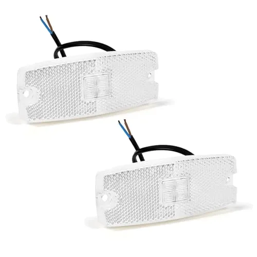 AOHEWEI 2 x Weiß LED Seitenmarkierungsleuchten Lkw Markierungsleuchten Pkw Anzeige Positionsleuchte Lampe Vorderseite mit Reflektor für Anhänger Van Wohnwagen 10~30V ECE-genehmigt (Weiß)