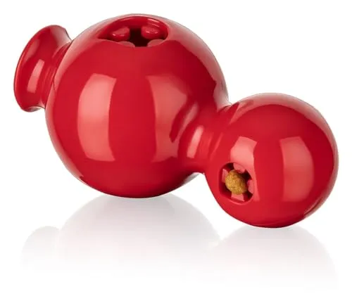 Knuffelwuff Futter Trainer aus TPR - Interaktives, Robustes und vielseitig einsetzbares Kauspielzeug mit Snackfüllung für kleine und große Hunde - Rot