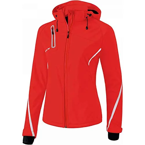 Erima Training Softshelljacke Function Damen rot weiß Gr 46 - Sportjacke für Damen mit atmungsaktiver ERIMA-TEX®-Membran (5.000 mm wasserdicht) und tailliertem Schnitt. Ideal für aktive Tage, bietet Komfort und Schutz bei jedem Wetter.