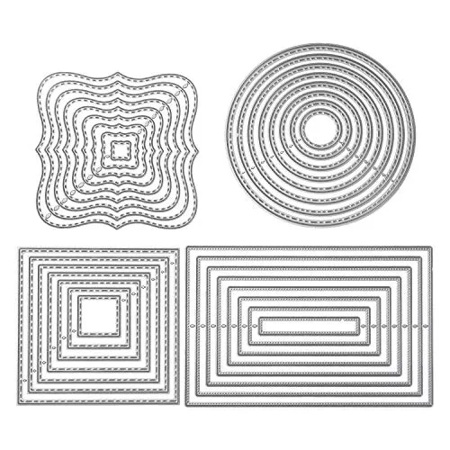 Stück Stanzschablone Geometrisch Set Stanzformen Kreis Rahmen Quadratisch Rechteckig Schneiden Prägeschablonen Prägung Schablone Stanzschablonen für Scrapbooking Album Papier Karten Kunst Basteln 4