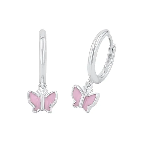 Prinzessin Lillifee 2037941 Mädchen Creolen Schmetterling - Ohrschmuck für Mädchen, bezaubernde Hängeohrringe aus hochwertigem Sterling-Silber 925 im Schmetterlingsdesign, perfekt für kleine Prinzessinnen.
