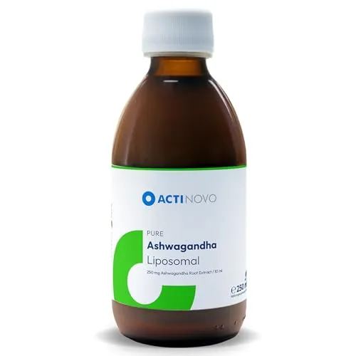 Ashwagandha | 25 Tagesdosen à 250 mg Ashwagandha Wurzel Extrakt | Vegan | 250 ml | Hochdosiert & laborgeprüft | Liposomal | Glutenfrei | Made in Germany
