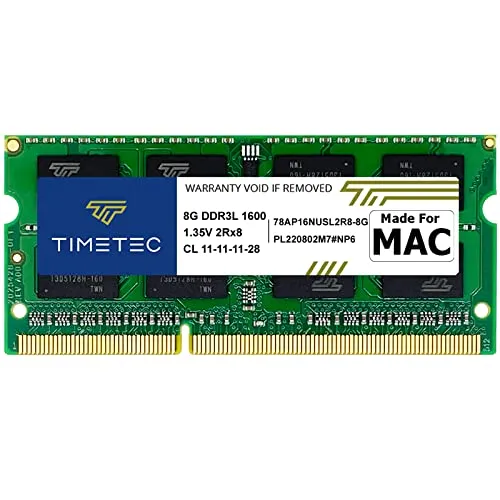 Timetec 8 GB kompatibel für Apple DDR3L 1600 MHz PC3L-12800 für Mac Book Pro (Anfang/Ende 2011, Mitte 2012), iMac (Mitte 2011, Ende 2012, Anfang/Ende 2013, 2014, 2015), Mac mini (2011/2012) MAC-RAM
