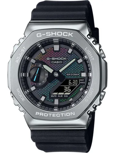 Casio Watch GM-2100RW-1AER - Bunte Analog-Digital-Uhr - Armbanduhren für Herren mit mutigem Regenbogendesign, Solarenergie, Kalenderfunktion und 20 bar Wasserdichtigkeit – ideal für aktive Männer.