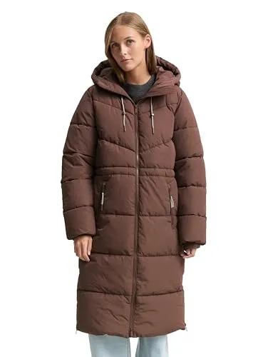 TOM TAILOR Denim Damen Jacke - Stylische lange Winterjacke mit Kapuze und komfortablem 2-Wege-Reißverschluss für optimale Bewegungsfreiheit. Praktische Reißverschlusstaschen sorgen für sicheren Stauraum. Aus pflegeleichten Materialien für ein angenehmes Tragegefühl.