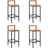 vidaXL Barhocker 4er Set Schwarz aus Poly Rattan und Akazienholz - Barmöbel in modernem Design, wetterfest und pflegeleicht. Ideal für Innen- und Außenbereiche, bietet hohen Komfort und Stabilität mit pulverbeschichtetem Stahlrahmen.