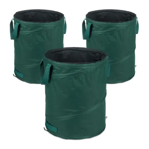 Faltbarer Laubsack 3er Set - 90 Liter Gartenabfallsack - Gartenabfallsäcke, 3-teiliges Set, ideal für Grünschnitt, platzsparend zusammenklappbar und robust für eine einfache Handhabung.