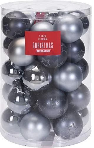 Spetebo Weihnachtskugeln 7 cm Silber - 33 Stück - Weihnachtsbaumkugeln Christbaumkugeln Christbaumschmuck