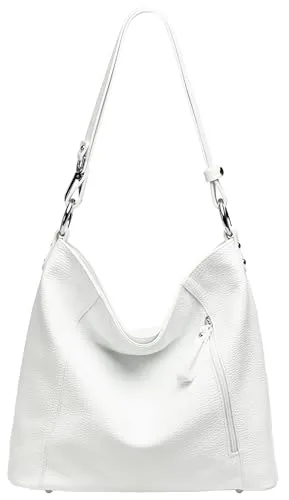 Caspar Sportlich Elegante Ledertasche 2-in-1 in weiß von Caspar