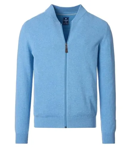 Redmond Herren Strickjacke - Regular Fit, 4XL, Hellblau - Strickjacke für Herren aus 100% Baumwolle mit durchgehendem Reißverschluss, ideal für lässige und elegante Outfits.