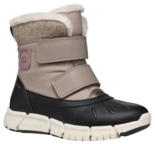 Geox J Flexyper Girl B Schneeschuhe - Beige 28 EU - Wanderschuhe für Mädchen, atmungsaktiv und wasserabweisend, ideal für winterliche Abenteuer.