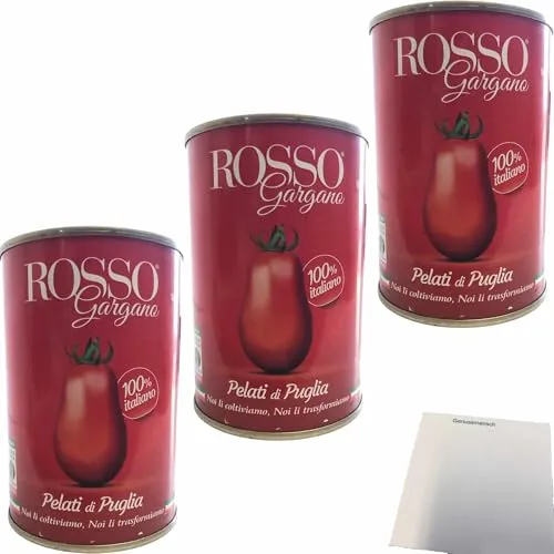 usy Bundle für Rosso Gargano Pelati di Puglia Geschälte Tomaten 3er Pack (3x400g Dose) + usy Block