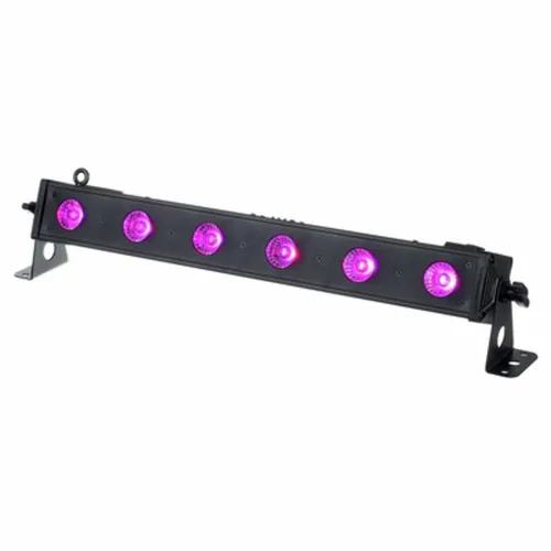 Eurolite LED BAR-6 QCL RGB+UV - DJ: Einzelne Beleuchtungen mit 6 x 4-W-RGB+UV-LEDs für beeindruckende Lichtshows; vielseitige Steuerung über DMX, Musik oder Auto-Modus.