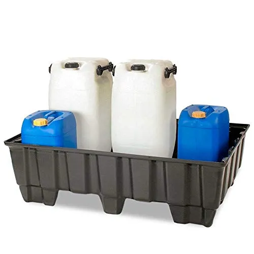 BRB-Lagertechnik Ölauffangwanne - Sicherheits-Auffangwanne aus Kunststoff - Sicherheits-Auffangwanne für aggressive Flüssigkeiten, 235 Liter Auffangvolumen, kompakte Maße 1230x830x400 mm, hohe Tragkraft bis 500 kg, ideal für Fässer und Kanister.