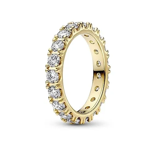 PANDORA Timeless Funkelnde Reihe Ewigkeits-Ring - Ringe für Damen, handveredelt in 14 Karat Gold mit funkelnden Cubic Zirkonia – perfekt für stilvolle Kombinationen oder als Einzelstück.