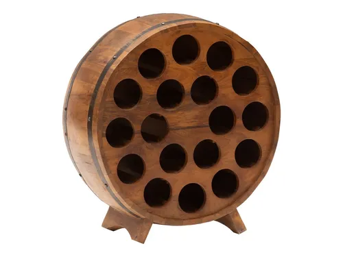 massivum Weinregal Barrel braun – Stilvolles Weinregal aus Mango-Holz