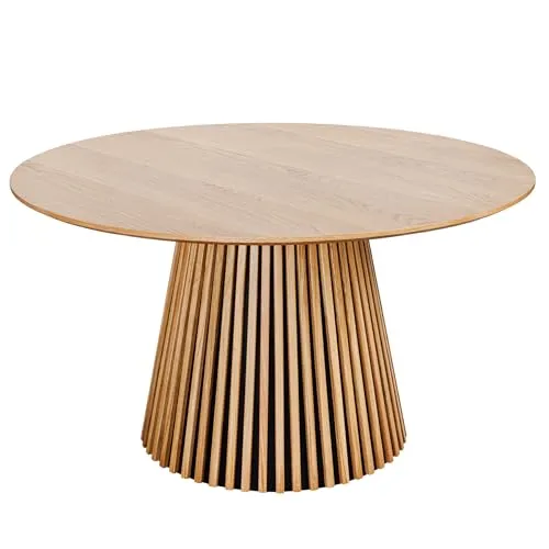 riess-ambiente Esstisch VALHALLA WOOD Ø140cm natur - Esstisch im Japandi Style, aus pflegeleichtem Eichen-Massivholz, ideal für stilvolle Essbereiche und gemütliche Zusammenkünfte.