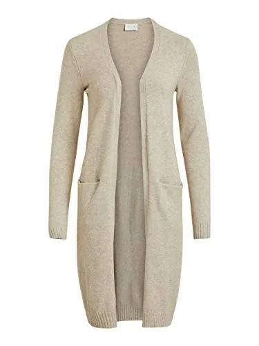 Vila Longstrickjacke VIRIL LONG L/S KNIT CARDIGAN - NOOS in knielanger Form - Feminine Strickjacke in knielanger Form, elastischer Feinstrick mit aufgesetzten Taschen, ideal für lässige Outfits und bequemes Tragen.