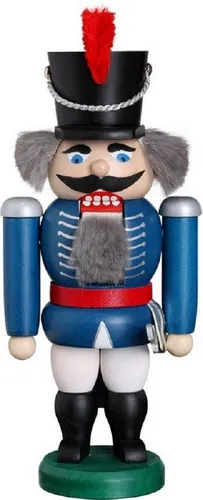 Seiffener Volkskunst Nussknacker Husar aus Holz, 20 cm in blau von Seiffener Volkskunst