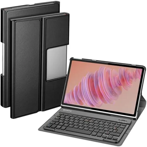 FINTIE Französische AZERTY-Tastatur für Lenovo Tab Plus 11,5 Zoll 2024 (Modell TB351FU), schlanke Multipositionshülle, Schwarz