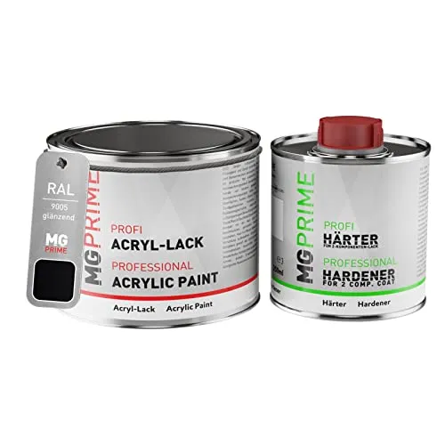 MG PRIME RAL 9005 Tiefschwarz/Jet black Acryl-Lack glänzend 0,75 Liter / 750 ml Dose inkl. Härter