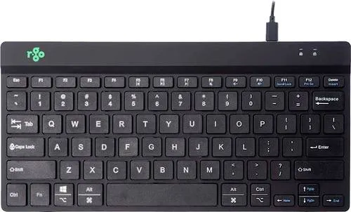 R-GO Tools Compact Break Kabelgebunden Tastatur US-Englisch, QWERTY Schwarz - Ergonomische Tastatur für gesundes Tippen mit LED-Signalen zur Pausenerinnerung. Kompaktes Design fördert eine natürliche Handhaltung und reduziert Muskelspannung.
