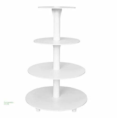 Kunststoff Hochzeitstortenständer, Weiß, 4 Étages, 56cm Höhe - Eleganter Tortenständer aus Kunststoff für Hochzeiten, ideal für eine beeindruckende Präsentation Ihrer Torte in 4 Etagen.