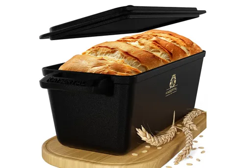 KAISERTAL 4 in 1 Brotbackform - 3l Gusseisen Topf mit Deckel, gleichmäßige Hitzeverteilung für knuspriges Brot und lebenslange Garantie