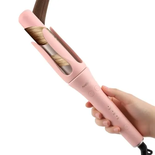 AraSyleon Automatischer Lockenstab Bidirektional | 32mm 3-Temp 30s Aufheizen | Ionen & Anti-Verbrennung | Hair CurlerFür Lange Haare, Rosa
