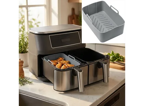Casativo Silikonform Silikon Form für Heißluftfritteuse antihaft hitzebeständig 20x12,7x7cm, (1-tlg), Silikon-Airfryerform 4,5L, rechteckig, BPA-frei, 20x12,7x7 cm