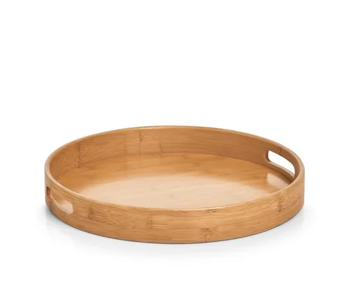 Zeller Present Tablett aus Bambus, Ø 38 cm - Elegantes Bambus-Tablett mit 38 cm Durchmesser, ideal für Servieren oder Dekorieren, leicht und langlebig.