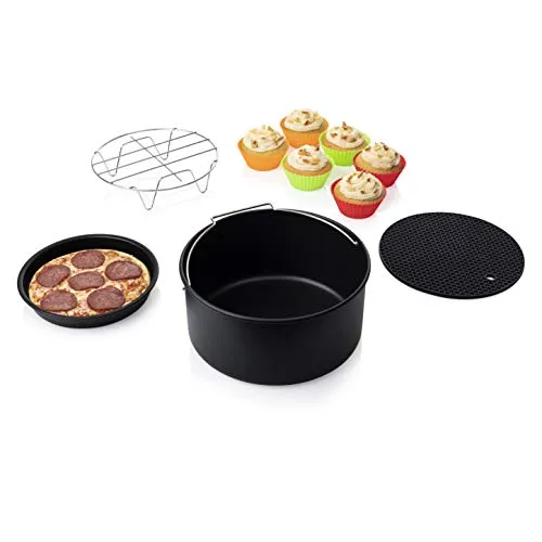 Princess 10-tlg. Heißluftfritteuse-Zubehör-Set 3,2L Metall und Silikon - Schwarz
