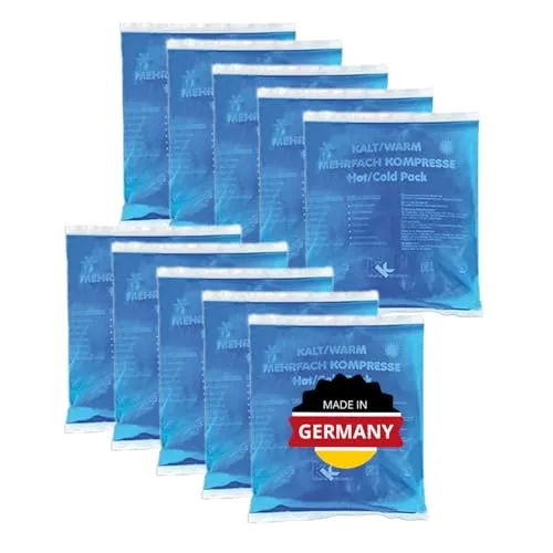 KK Kalt-Warm Kompresse 13 × 14cm – 10er-Pack Wiederverwendbare Therapie-Kompressen für Kälte- & Wärmeanwendungen bei Prellungen, Verstauchungen, Gelenk- & Zahnschmerzen, Rücken, Schulter