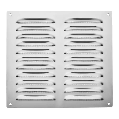 Produktbild SOTECH Lüftungsgitter 200 x 200 mm echt Edelstahl gebürstet mit Insektenschutz Abluftgitter, Belüftungsgitter zum Aufschrauben