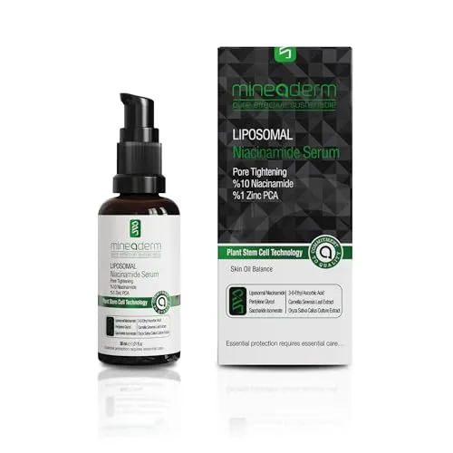Mineaderm Liposomal Niacinamide Serum 10% mit Zink PCA 1%, Hyaluronsäure & Vitamin C – Porenverfeinerndes Serum gegen Mitesser, Pickelmale & Hautunreinheiten – Mattierend, Feuchtigkeitsspendend 30 ml