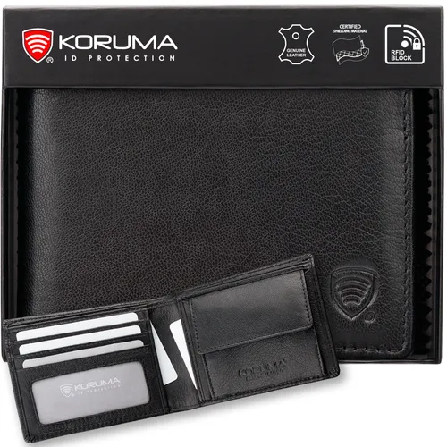 Geldbörse Herren RFID Echtleder Klein Schwarz – Schlankes Portemonnaie mit Münzfach - Portemonnaies: Hochwertige RFID-Geldbörse aus 100 % Rindsleder, kompakt und langlebig – ideal für Karten und Münzen.