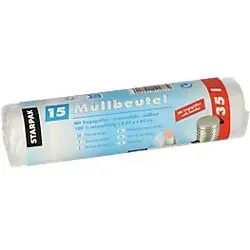 PAPSTAR Müllsäcke 35 L Tragegriff Transparent HDPE (Hochdichtes Polyethylen) Tragegriff 15 Stück