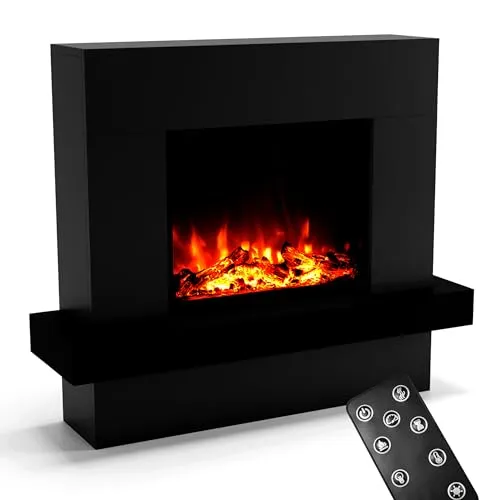 GLOW FIRE Elektrokamin Pandora - Elektrischer Kamin mit Heizung und LED-Feuer - Elektrischer Kamin mit einzigartigem 3D Kamin-Feuer, energiesparender Heizfunktion und Fernbedienung für maximalen Komfort in Ihrem Wohnzimmer.