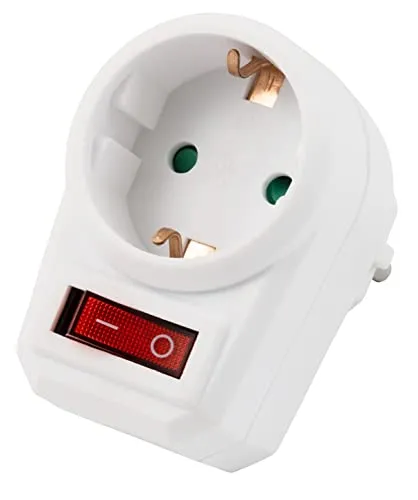 MC POWER - Steckdosenadapter mit Schalter | 230V/3500W | 1-poliger AN/AUS Schalter