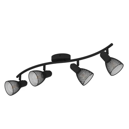 Schwarze Deckenlampe 4-flammig mit schwenkbaren Spots - Moderne Deckenleuchte aus schwarzem Metall mit 4 beweglichen Spots für individuelle Lichtakzente in jedem Raum. Ideal für stilvolle Einrichtungen und faszinierende Lichtspiele.