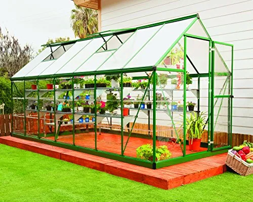 Palram Hybrid 6X14 Bundle Gewächshaus – Optimal für Ihre Pflanzen - Garten-Zubehör mit 4 mm doppelwandigen Polycarbonat-Dachplatten, die bis zu 99,9 % der UV-Strahlen blockieren und ideales Pflanzenwachstum fördern.