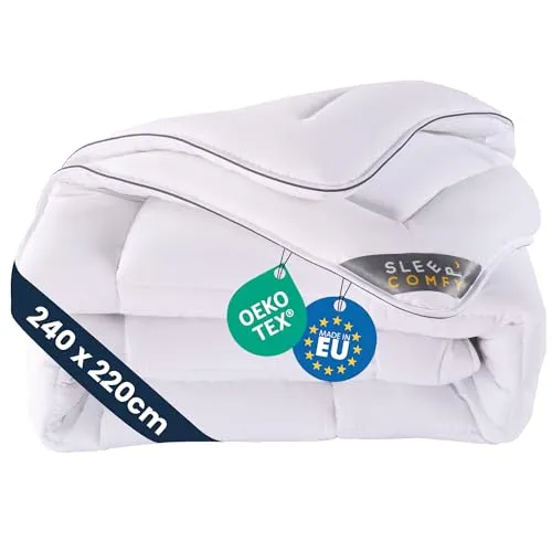 SLEEP COMFY Luxus 4-Jahreszeiten Warme Groß Bettdecke, Ganzjahresdecke 240x220 cm 100% OEKO -TEX UNGIFTIG Steppdecke, Bett Decke für Sommer und Winter, Winterdecke, Winterbettdecken, Schlafdecke Duvet