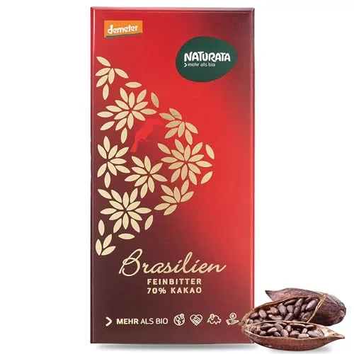 Naturata Bio Feinbitter Schokolade 70% Kakao - 80 g Tafel | Trinitario Edelkakao aus Brasilien | Vegan & Demeter-zertifiziert | Premium Feinbitterschokolade hergestellt in der Schweiz