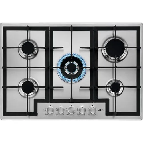 AEG HGB75400SM Slim Line Gaskochfeld, 75 cm, 5 Feuer von AEG